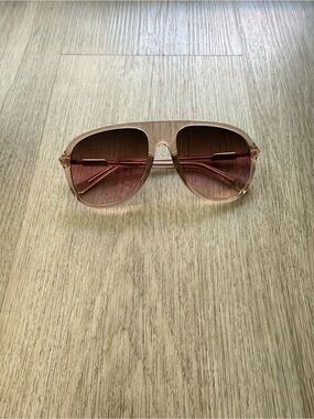 quay australia chart topper pink clear oversized aviator shield sunglasses NEW